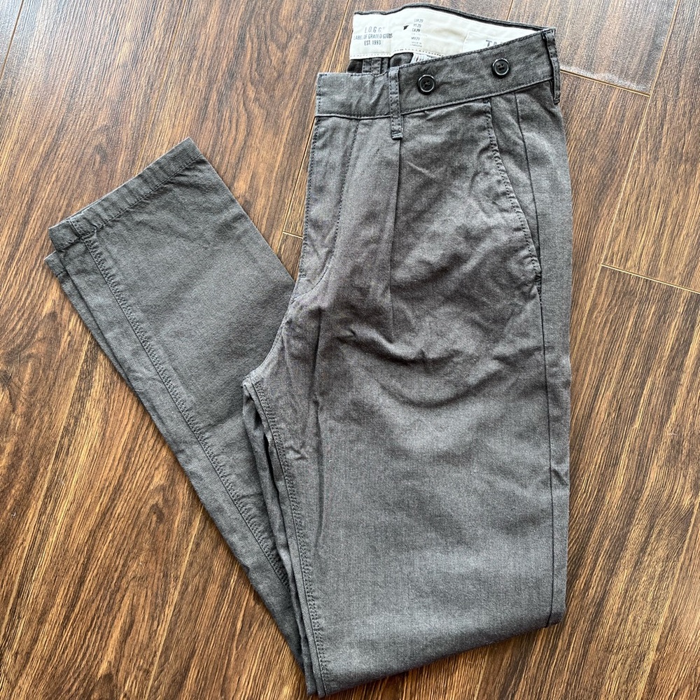 H&M Gray Slim Fit Pleated Chinos with Tapered Legs